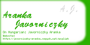 aranka javorniczky business card